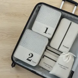 7-dijelni set za putovanja za odjeću i kozmetiku TRAVEL LUX / Bijeli