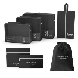 7-dijelni putni set za odjeću i kozmetiku TRAVEL LUX / Crna