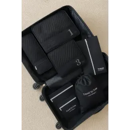 7-dijelni putni set za odjeću i kozmetiku TRAVEL LUX / Crna