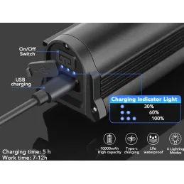 Set prednjeg i stražnjeg LED svjetla za bicikl ULTRA STRONG / Crna