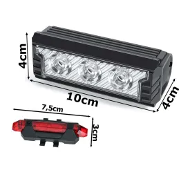 Set prednjeg i stražnjeg LED svjetla za bicikl ULTRA STRONG / Crna