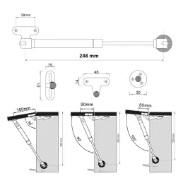 Preklopni plinski klip 248 mm / Siva
