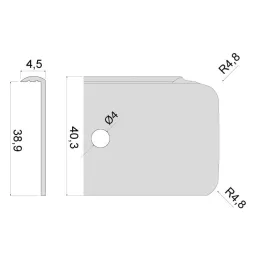 Krajnja letvica za radnu ploču 38 mm / Aluminij