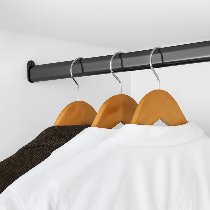 Ovalna viseća garderobna šipka / Mat crna