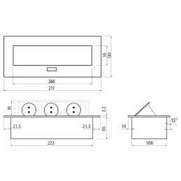 Preklopna električna utičnica GEMINO 3x230V / Aluminij