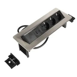 Izvlačna električna utičnica LUNAR SCHUKO 3x230V + USB punjenje A-C / Nehrđajući čelik