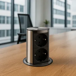 Izvlačni električni utičnica Elevator 2x230V SCHUKO / Nehrđajući čelik