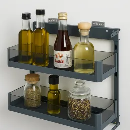 Izvlačna košara s bočnim staklenim stijenkama GENESIS s ublaživačem / Antracit