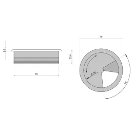 Prijelaz za kabel PVC 60 mm / Crna
