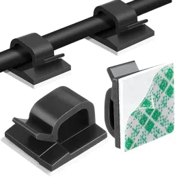 Set od 10 samoljepljivih držača za kabele / Crna mat