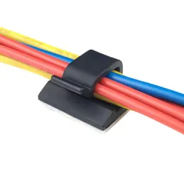 Set od 10 samoljepljivih držača za kabele / Crna mat