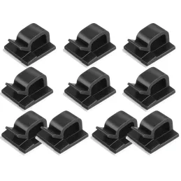 Set od 10 samoljepljivih držača za kabele / Crna mat