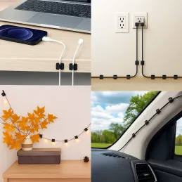 Set od 10 samoljepljivih držača za kabele / Crna mat