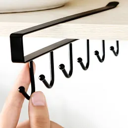Metalna vješalica ispod police sa 6 kukica DRAFT / Crna mat