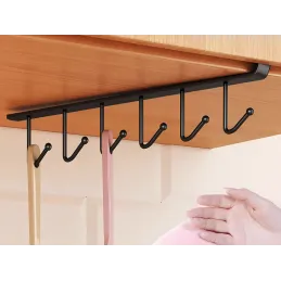 Metalna vješalica ispod police sa 6 kukica DRAFT / Crna mat