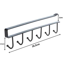 Metalna vješalica ispod police sa 6 kukica DRAFT / Crna mat