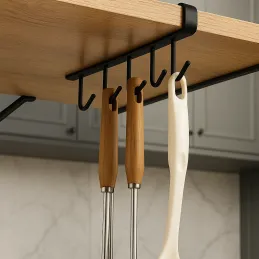 Metalna vješalica ispod police sa 6 kukica DRAFT / Crna mat