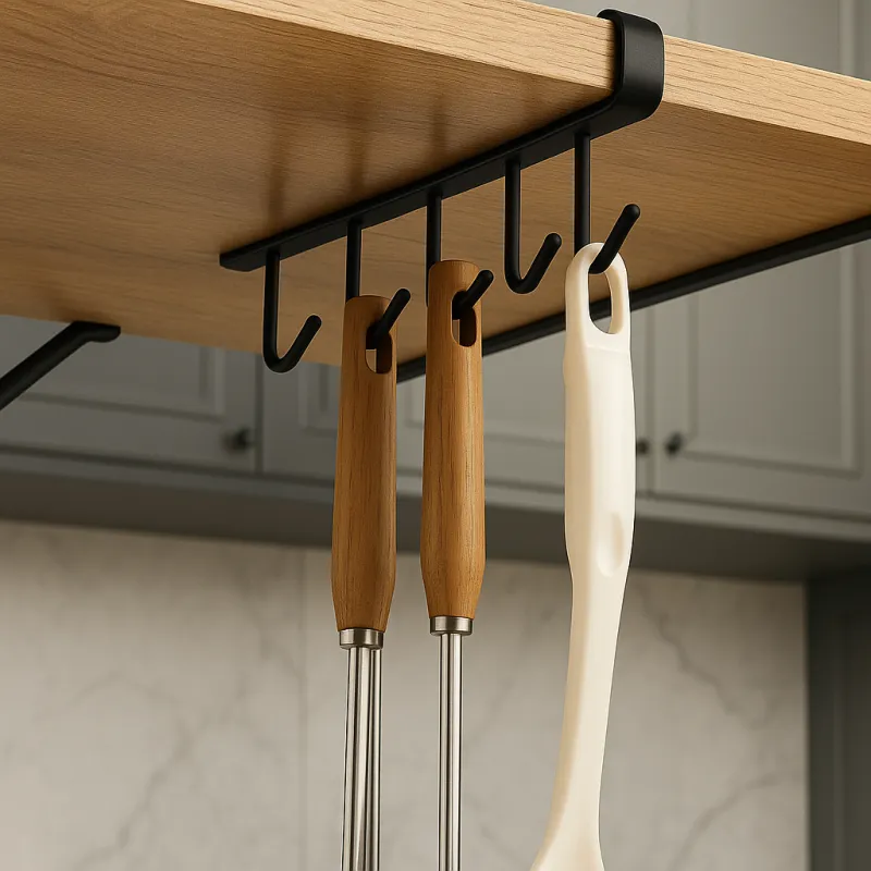 Metalna vješalica ispod police sa 6 kukica DRAFT / Crna mat
