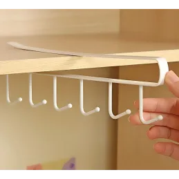 Metalna vješalica ispod police sa 6 kukica DRAFT / Mat bijela