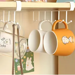 Metalna vješalica ispod police sa 6 kukica DRAFT / Mat bijela