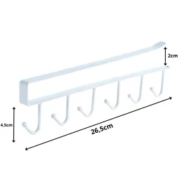 Metalna vješalica ispod police sa 6 kukica DRAFT / Mat bijela
