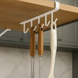 Metalna vješalica ispod police sa 6 kukica DRAFT / Mat bijela