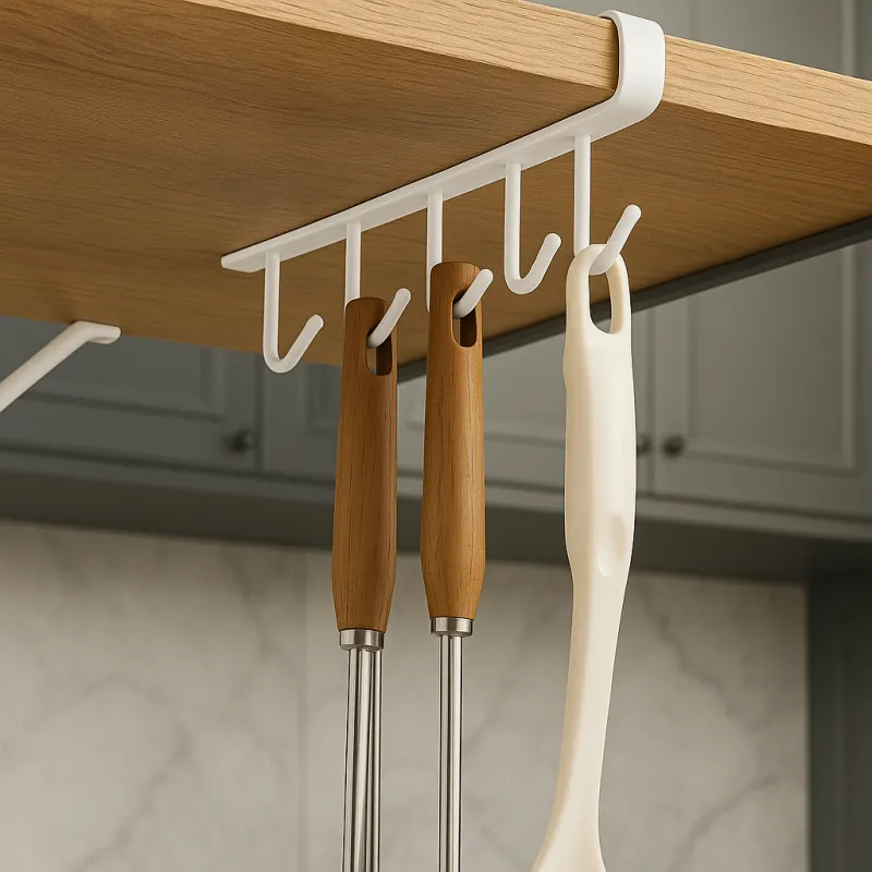 Metalna vješalica ispod police sa 6 kukica DRAFT / Mat bijela