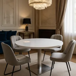 Jedilni stol MOX RONDO / Nehrđajući čelik - Bijela sjajna