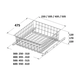Izvlačna košara za ormar EKONOM / Bijela