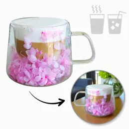 Termo šalica za napitke s cvijećem FLOWER GLASS 180 ml / Svijetlo ljubičasta