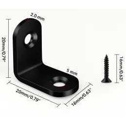 Kutni spojni element 20 x 20 mm s vijcima / Crni cink