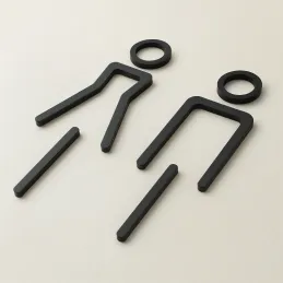Set 2 komada Piktogram WC muškarci + žene / Crna mat
