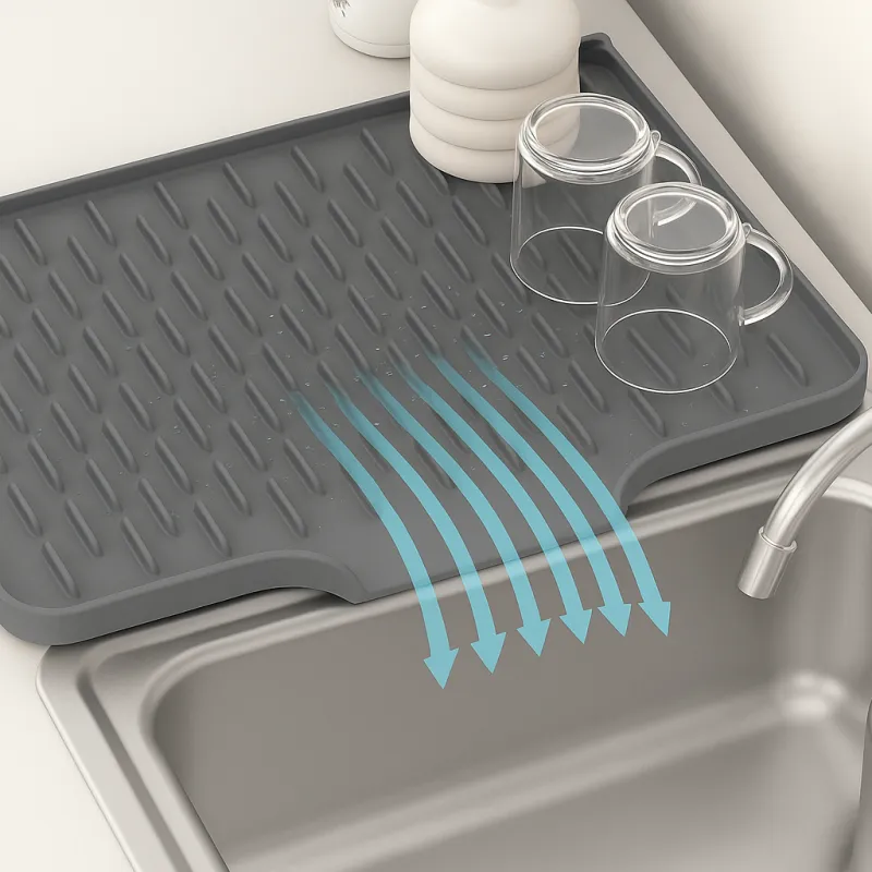 Silikonski ocjeđivač za suđe ROBUS / Siva