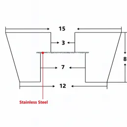 Set od 8 komada gumenih klizača s vijakom 8 mm / Crna