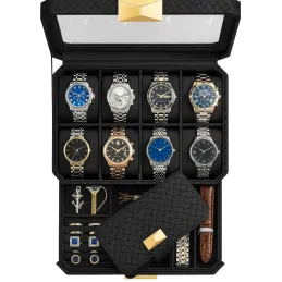 Dizajnerska kutija za nakit BUGATI WATCH s kutijom za satove / Crno-zlatna