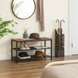 Ormarić za cipele s taburetom VIANO 800 / Crna mat - vintage drvo