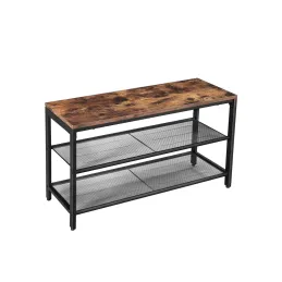 Ormarić za cipele s taburetom VIANO 800 / Crna mat - vintage drvo