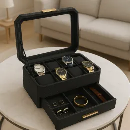 Dizajnerska kutija za nakit BUGATI WATCH s kutijom za satove / Crno-zlatna