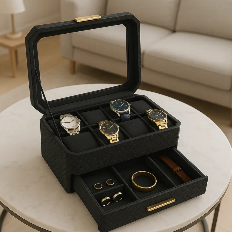 Dizajnerska kutija za nakit BUGATI WATCH s kutijom za satove / Crno-zlatna