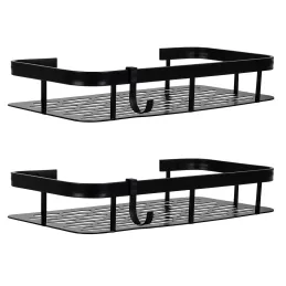 Set od 2 zidnih kupaonskih polica LIAN / Crna mat