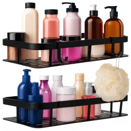 Set od 2 zidnih kupaonskih polica LIAN / Crna mat