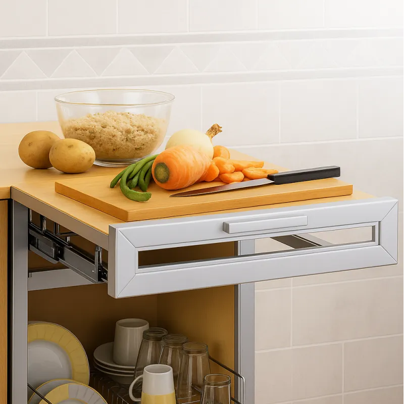 Izvlačni radni stol / sjajni krom