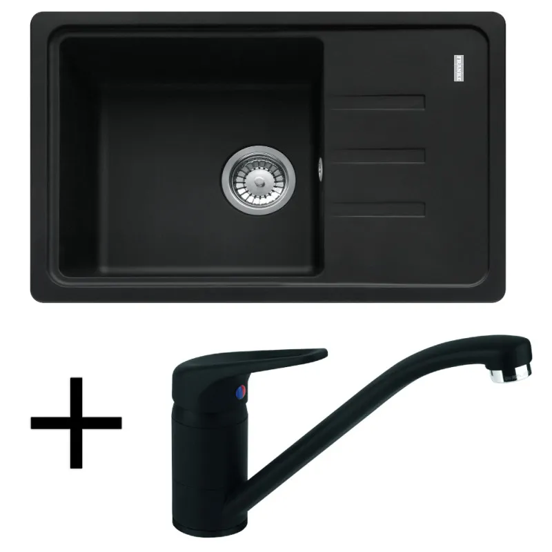 Set G117 Sudoper od kamenine Franke BSG 611-62 + FC 9541 / Crna mat