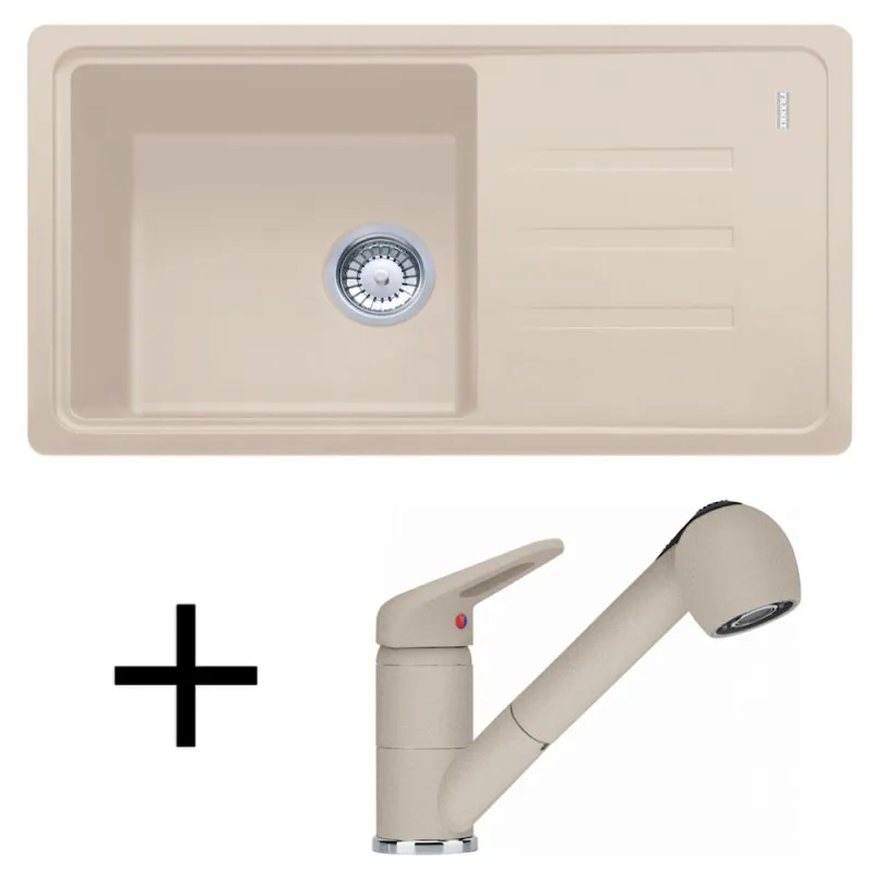 Set G122 Kameninový sudoper Franke BSG 611-78/39 + Slavina FC 9547 / Sahara