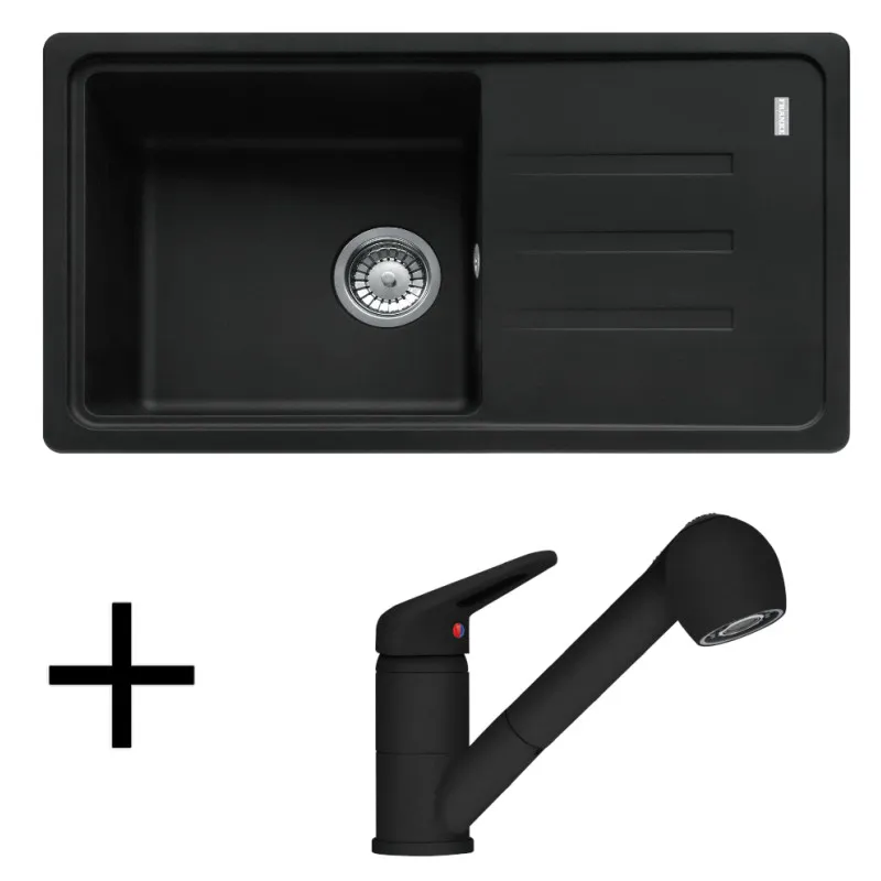 Set G122 Kameninovski sudoper Franke BSG 611-78/39 + Miješalica FC 9547 / Crna mat