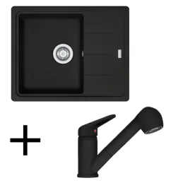 Set G55 Franke Kameninový sudoper BFG 611-62 + Slavina FC 9547 / Tuš / Crna mat