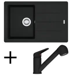 Set G57 Kameninovski sudoper Franke BFG 611-78 + Baterija FC 9547/ Izvlačiva mlaznica / Crna mat