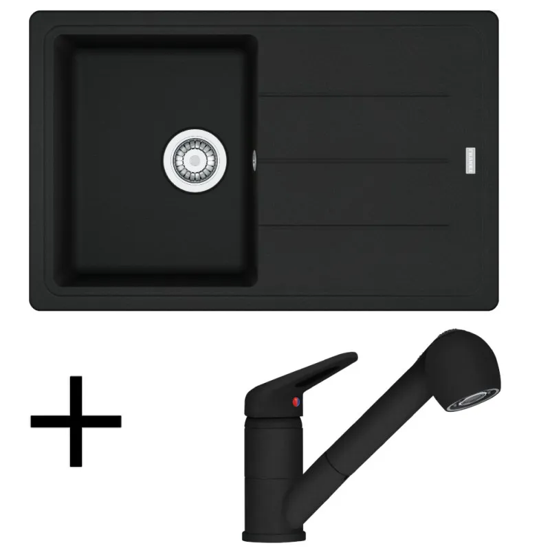 Set G57 Kameninovski sudoper Franke BFG 611-78 + Baterija FC 9547/ Izvlačiva mlaznica / Crna mat