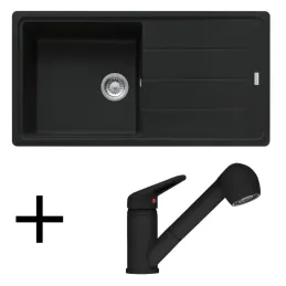 Set G138 Keramički sudoper Franke BFG 611 + Slavina FC 9547/ Tuš / Crna mat