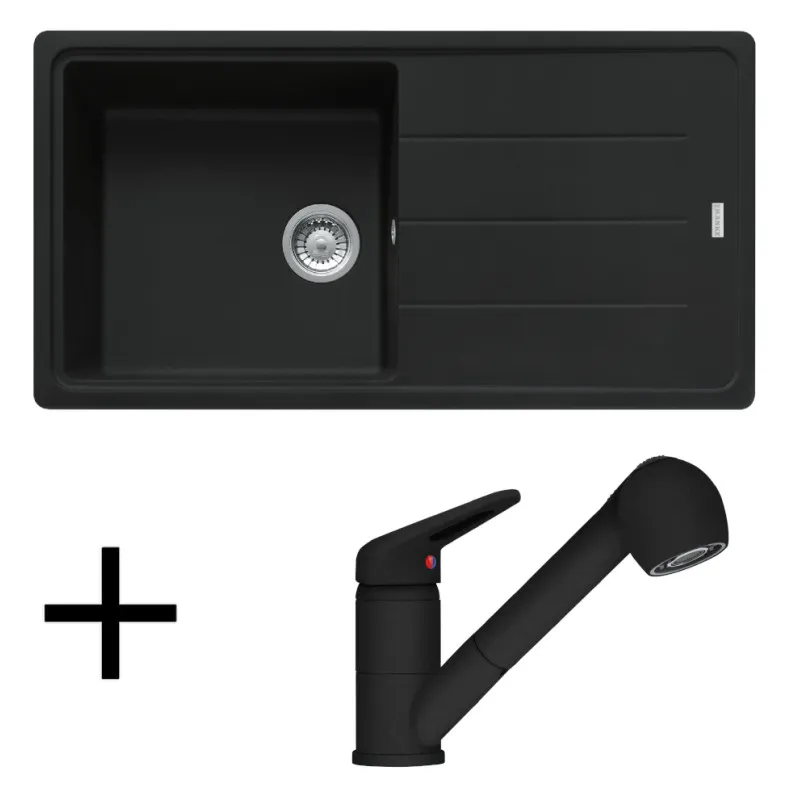 Set G138 Keramički sudoper Franke BFG 611 + Slavina FC 9547/ Tuš / Crna mat